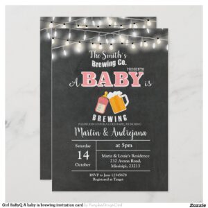 Girl BaByQ A baby is brewing invitation card