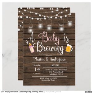 Girl BabyQ invitation Coed BBQ Baby brewing invite