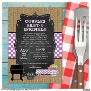 Girl Couples Baby Q Sprinkle, BBQ baby shower Invitation
