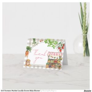 Girl Farmers Market Locally Grown Baby Shower Thank You Card