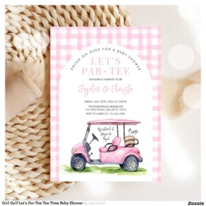 Girl Golf Let's Par-Tee Tee Time Baby Shower Invitation