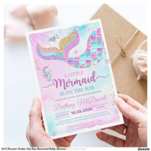 Girl Shower Under the Sea Mermaid Baby Shower Invitation