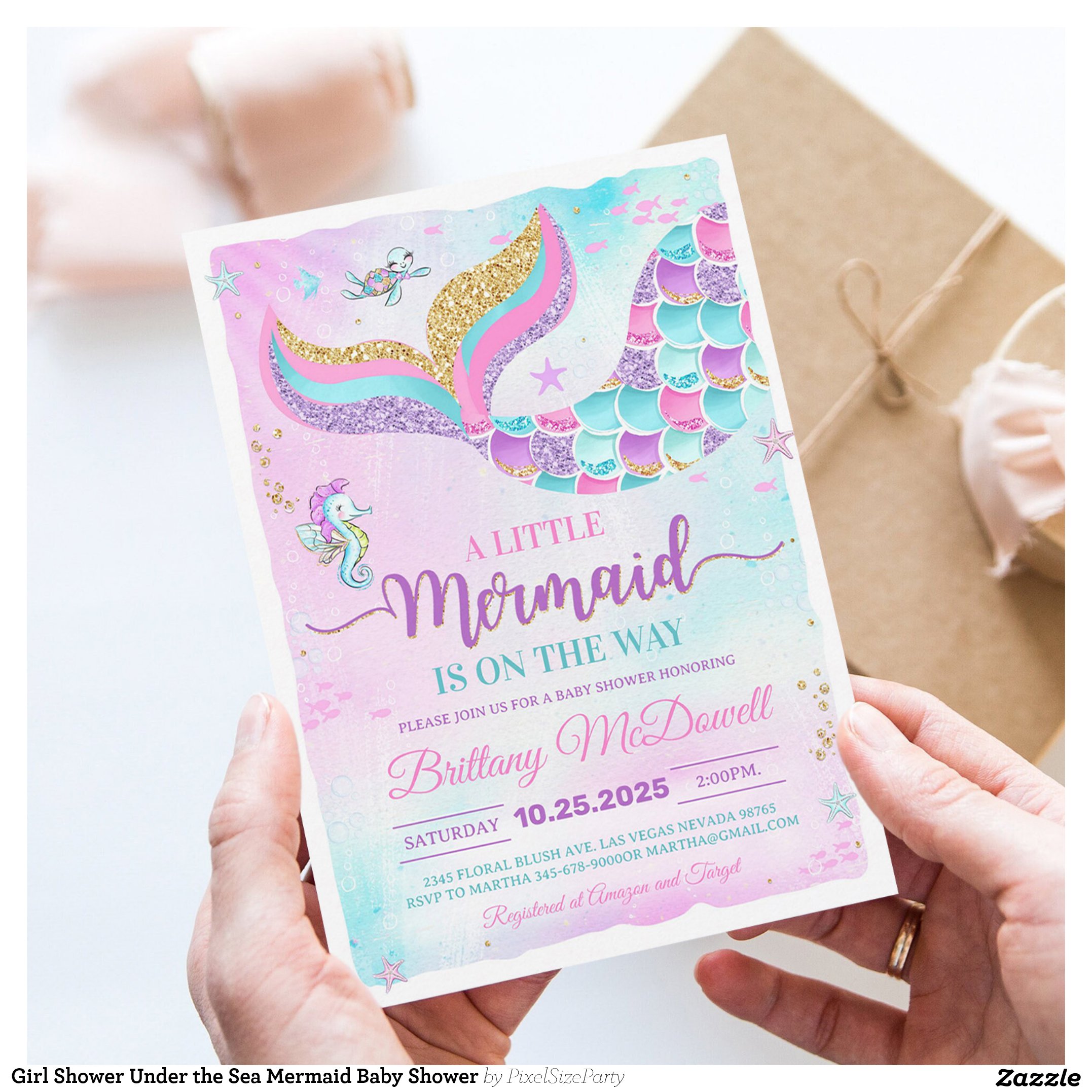 Girl Shower Under the Sea Mermaid Baby Shower Invitation