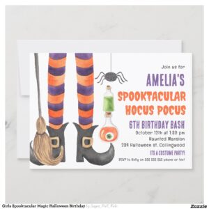 Girls Spooktacular Magic Halloween Birthday Invitation