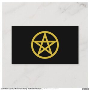 Gold Pentagram, Halloween Party Ticket Invitation