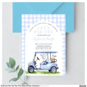 Golf Let's Par-Tee Tee Time Baby Shower Invitation
