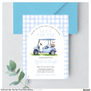 Golf Let's Par-Tee Tee Time Baby Shower Invitation