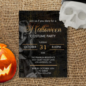 Gothic Black Adult Halloween Scary Costume Party Invitation