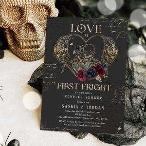 Gothic Halloween Couples Shower Engagement Invitation
