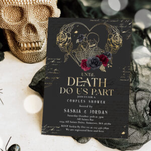 Gothic Halloween Couples Shower Engagement Invitation