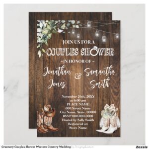 Greenery Couples Shower Western Country Wedding Invitation