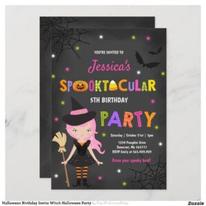 Halloween Birthday Invite Witch Halloween Party