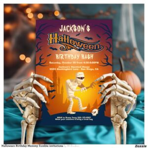 Halloween Birthday Mummy Zombie invitations