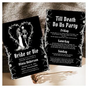 Halloween Bride or Die Skeleton Bachelorette Party Invitation