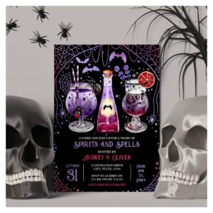 Halloween Cocktail Party Spirits and Spells Witch Invitation