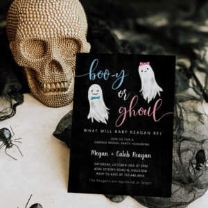 Halloween Gender Reveal Invitation Booy or Ghoul