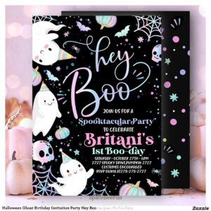 Halloween Ghost Birthday Invitation Party Hey Boo