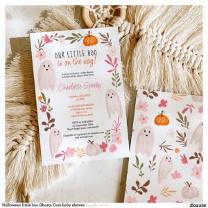 Halloween little boo Ghosts Cute baby shower Invitation