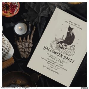 Halloween Party Black Cat Pumpkin Invitation