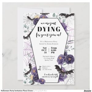 Halloween Party Invitation Floral Grave