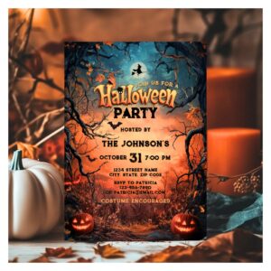 Halloween Party Scary Pumpkin Costume Kids Adults Invitation