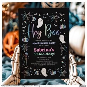 Halloween Pastel Cute Ghost Spooktacular Birthday Invitation