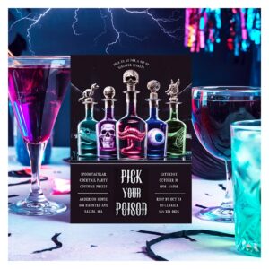 Halloween Pick Your Poison Custom Foil Invitation
