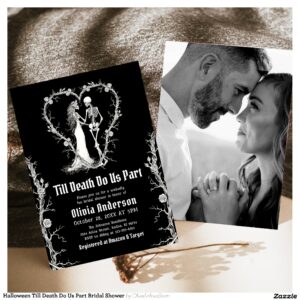 Halloween Till Death Do Us Part Bridal Shower Invitation