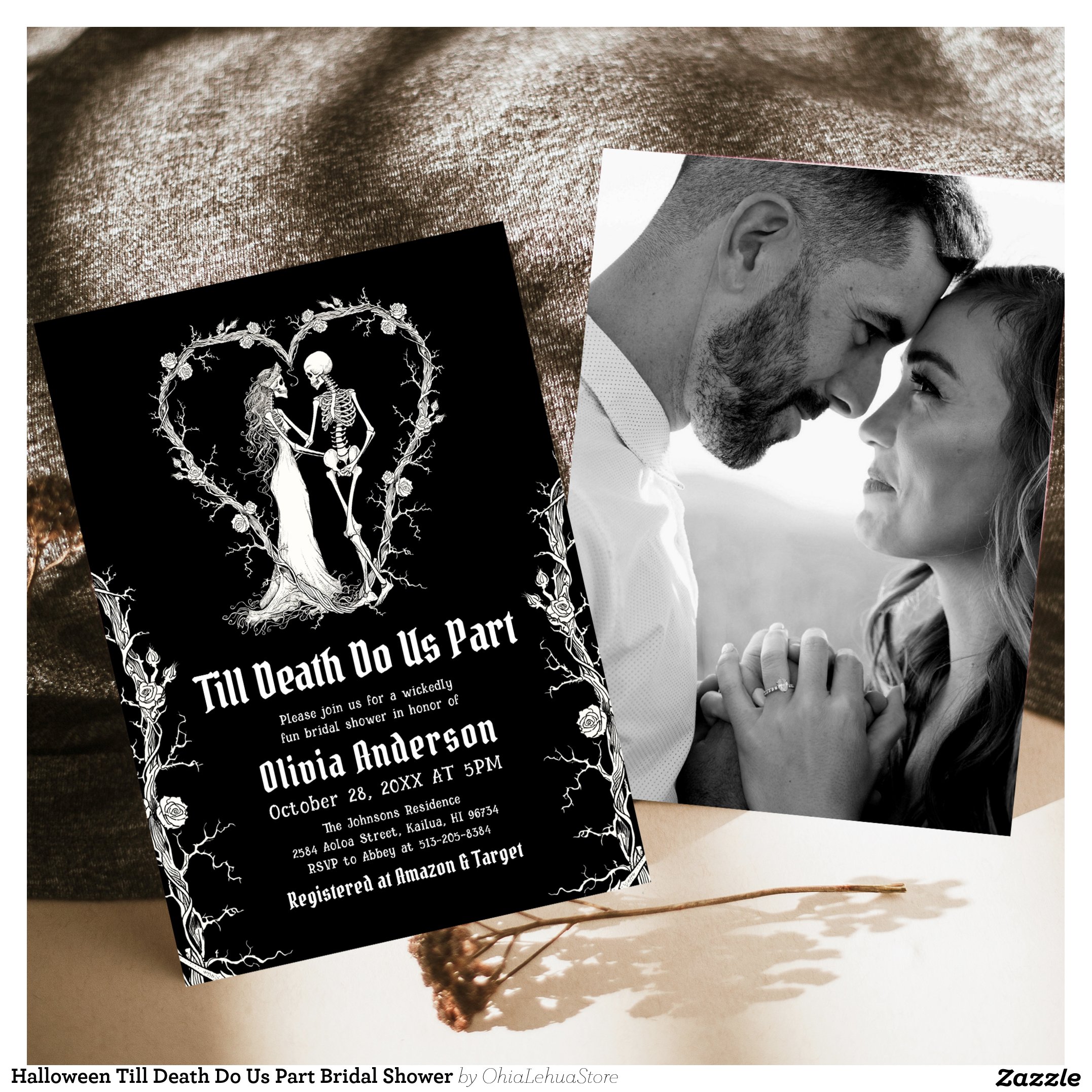 Halloween Till Death Do Us Part Bridal Shower Invitation