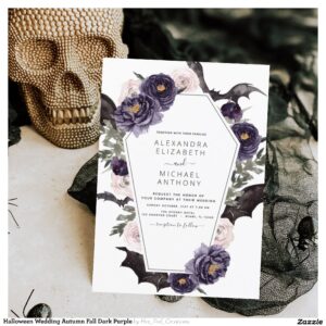 Halloween Wedding Autumn Fall Dark Purple Invitation