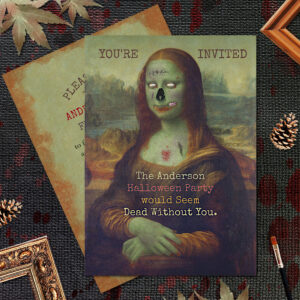 Halloween Zombie Mona Lisa Scary Spooky Party Invitation