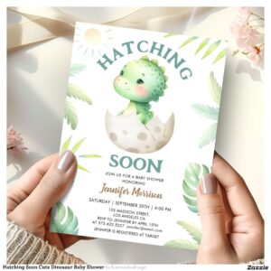 Hatching Soon Cute Dinosaur Baby Shower Invitation
