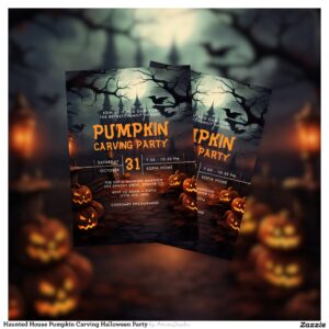 Haunted House Pumpkin Carving Halloween Party Invitation