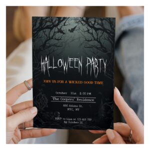Haunting Dark Trees Creepy Halloween Party Invitation