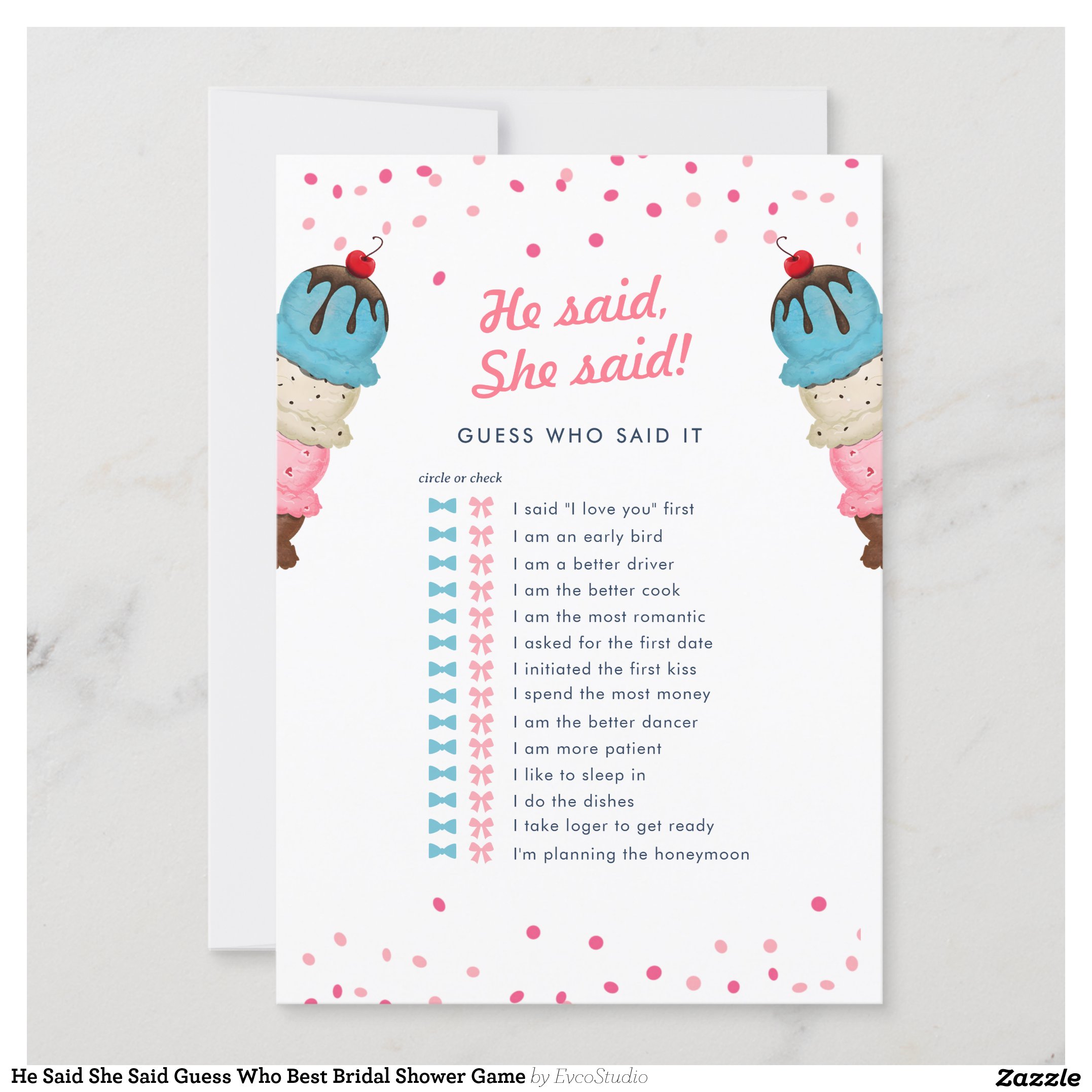 He Said She Said Guess Who Best Bridal Shower Game Invitation