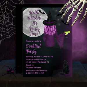 Hello Witches Halloween Cocktail Party Invitation