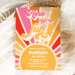 Here Comes The Fun Boho Sunshine Birthday Party Invitation