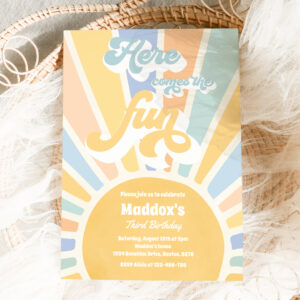 Here Comes The Fun Boho Sunshine Birthday Party Invitation