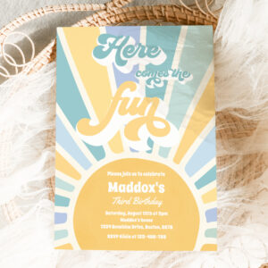 Here Comes The Fun Boho Sunshine Birthday Party Invitation