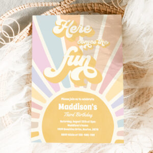 Here Comes The Fun Boho Sunshine Birthday Party Invitation