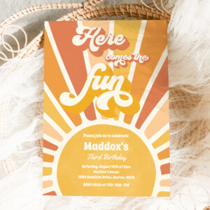 Here Comes The Fun Boho Sunshine Birthday Party Invitation