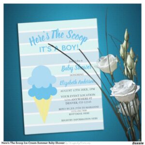 Here's The Scoop Ice Cream Summer Baby Shower Invitation