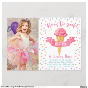 Here's The Scoop Photo Birthday Invitation