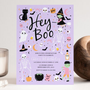 Hey Boo Halloween 1st Birthday Invitation