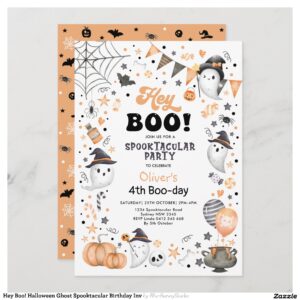 Hey Boo! Halloween Ghost Spooktacular Birthday Inv Invitation