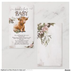 Highland cow floral Books for baby card