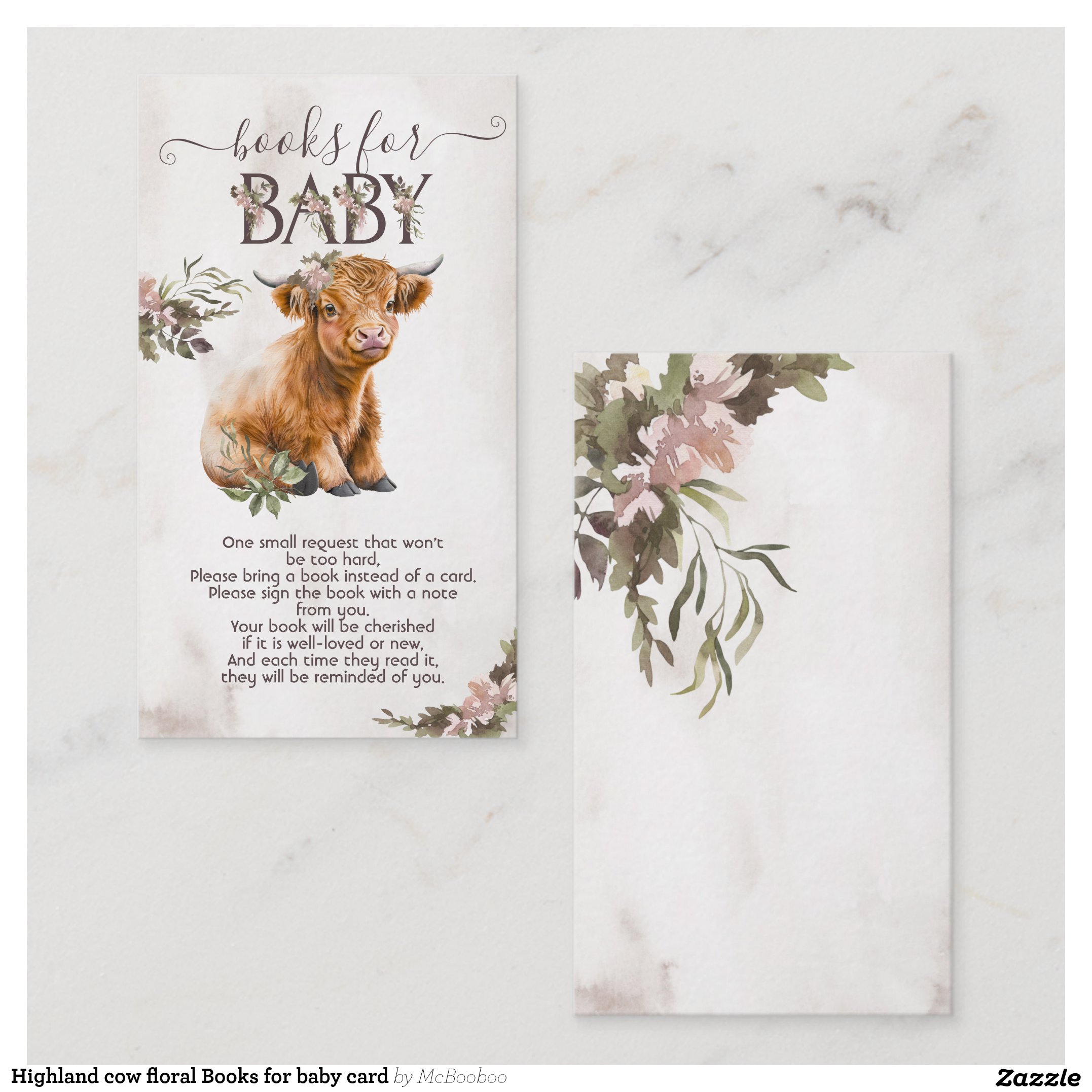 Highland cow floral Books for baby card