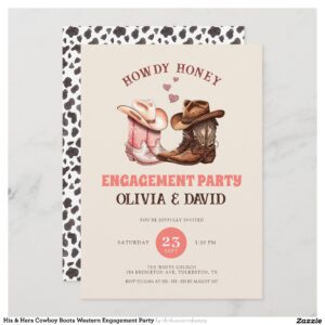 His & Hers Cowboy Boots Western Engagement Party Invitation