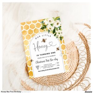 Honey Bee First Birthday Invitation