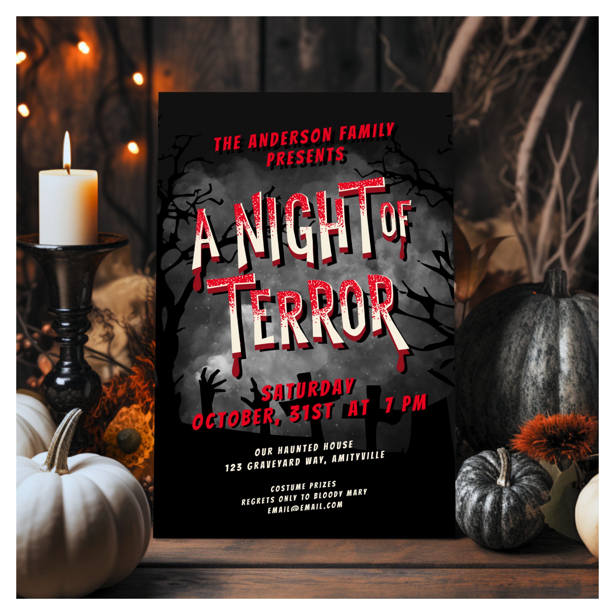 Horror Movie Poster Adult Halloween Party Invite